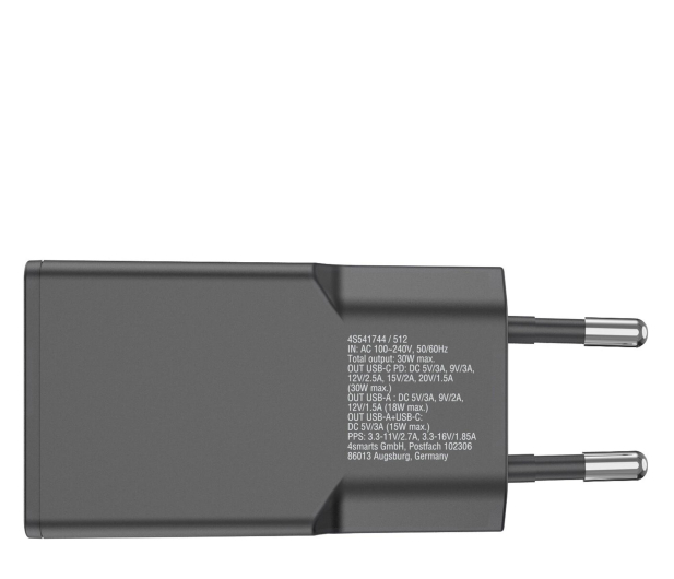 4smarts Ładowarka sieciowa FlatPlug Duos 30W GaN USB-C/USB-A czarny - 1486361 - zdjęcie 3